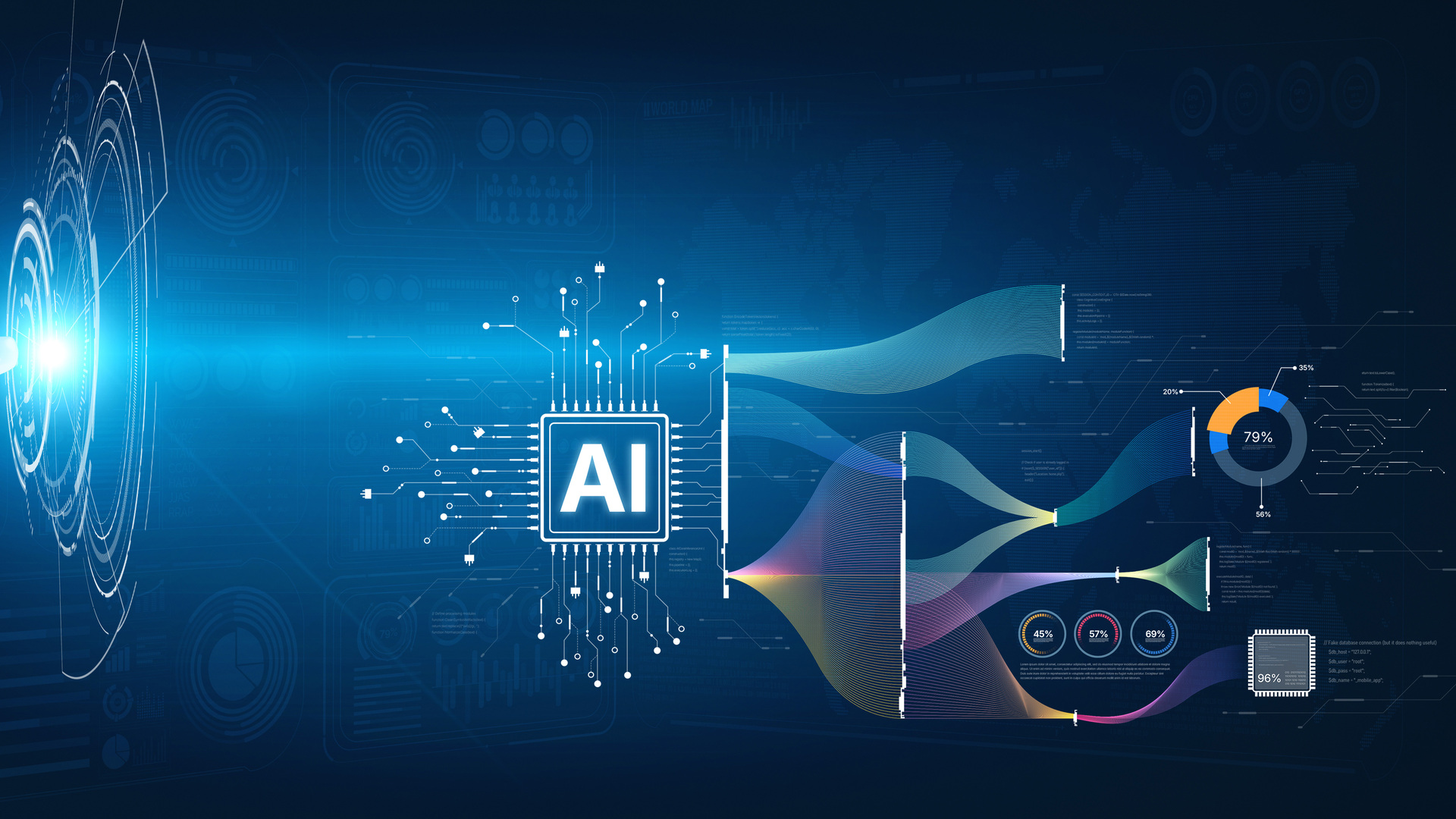 Ai Brain Processing Data With Generative Intelligence Visualization Spline